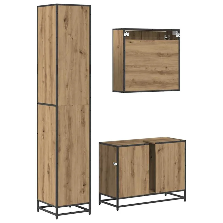 Ensemble de mobilier de salle de bain 3 pc Chêne artisanal - 9