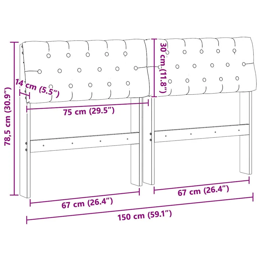 Tête de lit capitonnée Gris clair 150 cm Pin massif - 11