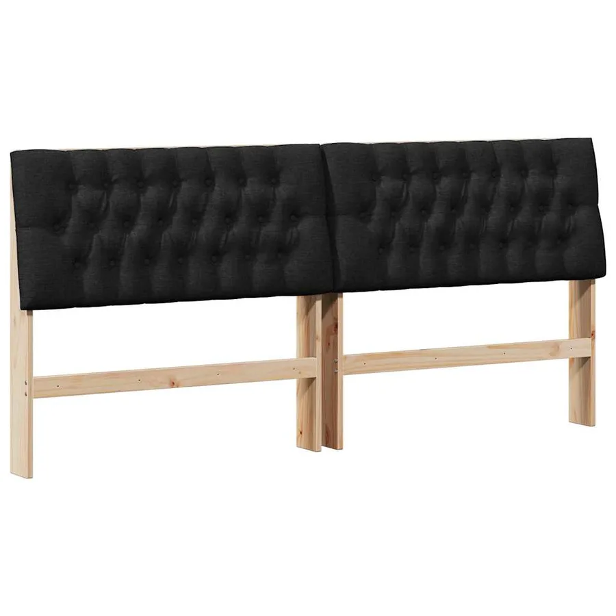 Tête de lit capitonnée Noir 200 cm Pin massif - 2