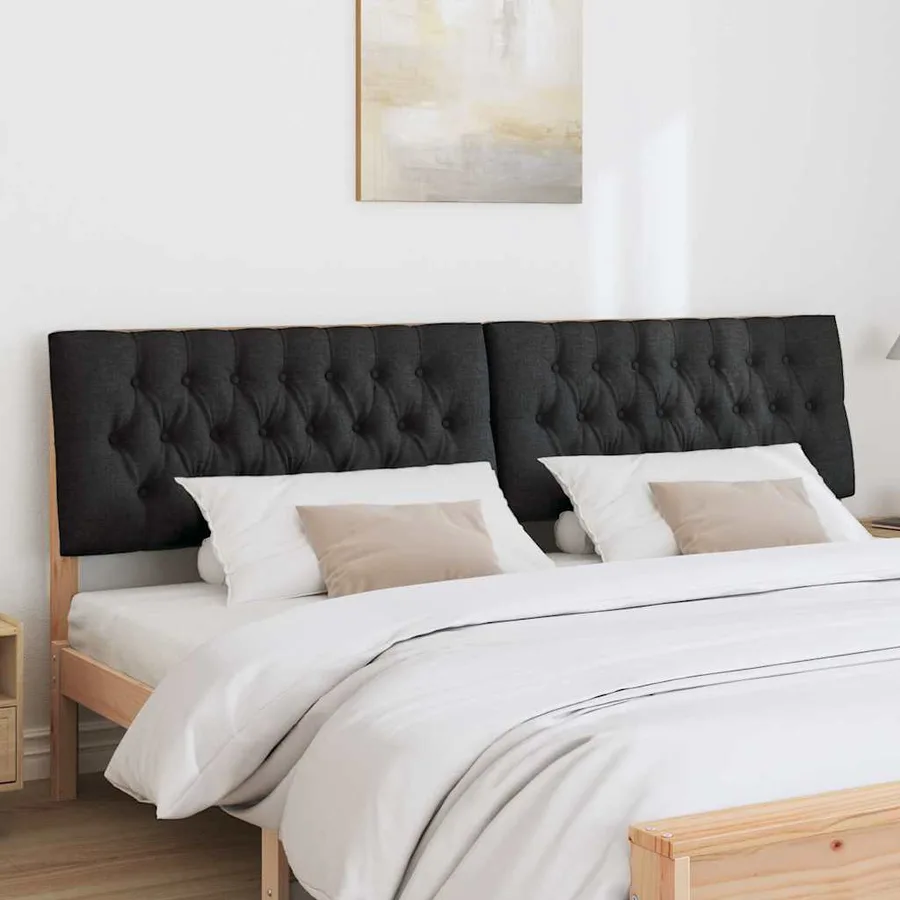 Tête de lit capitonnée Noir 200 cm Pin massif - 3
