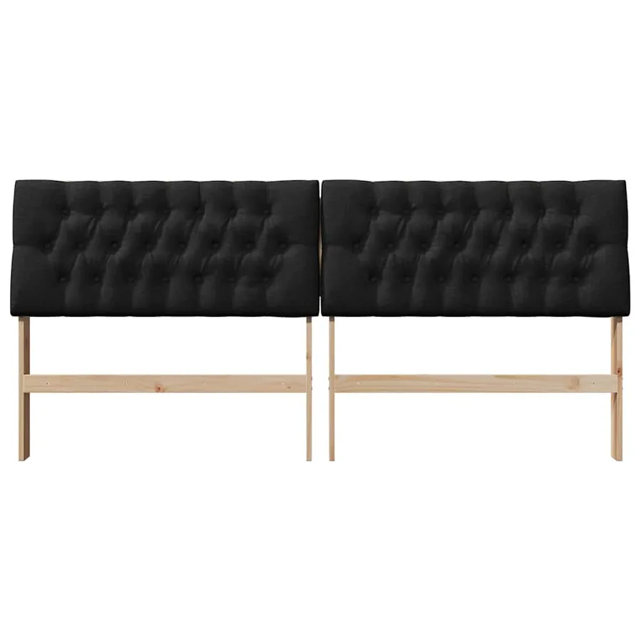 Tête de lit capitonnée Noir 200 cm Pin massif - 4