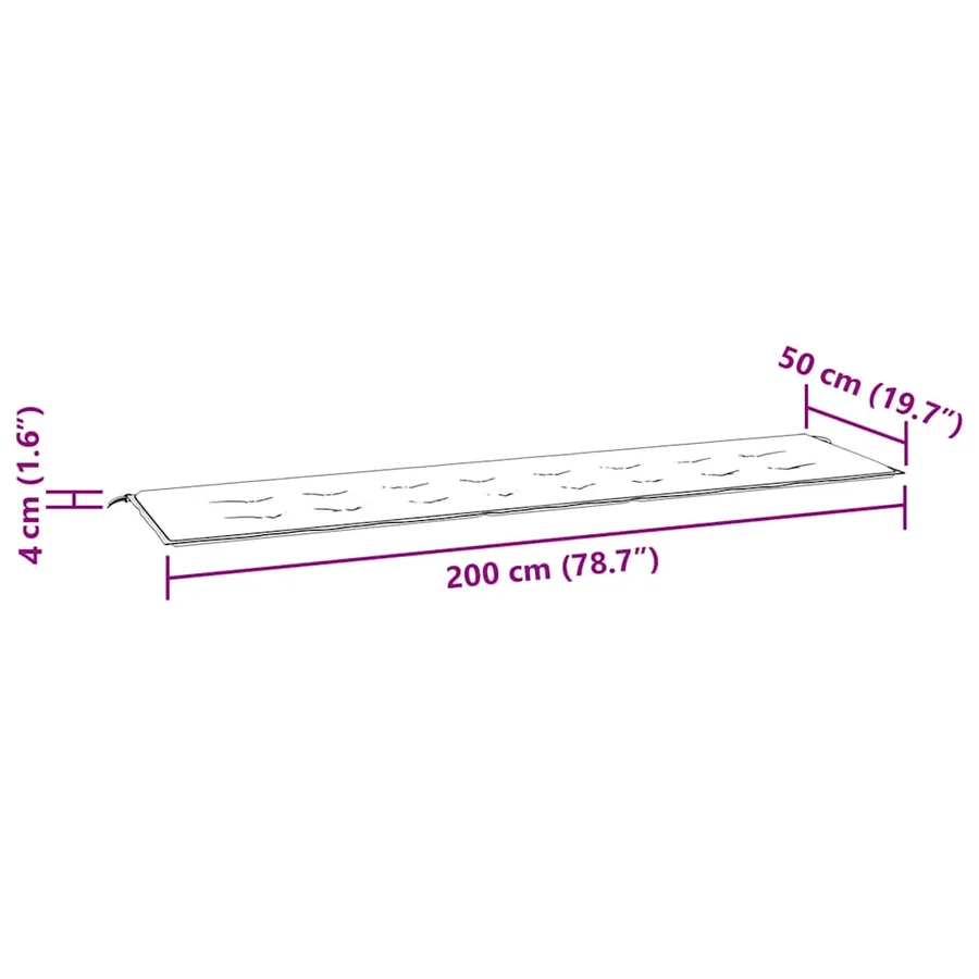 Coussin de banc de jardin multicolore 200x50x3 cm tissu - 7