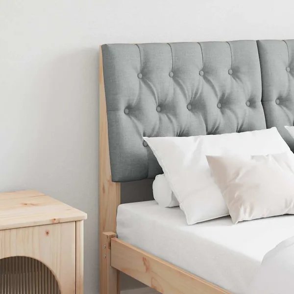 Tête de lit capitonnée Gris clair 120 cm Pin massif