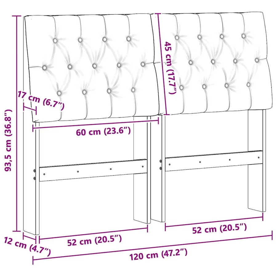Tête de lit capitonnée Gris clair 120 cm Pin massif - 11