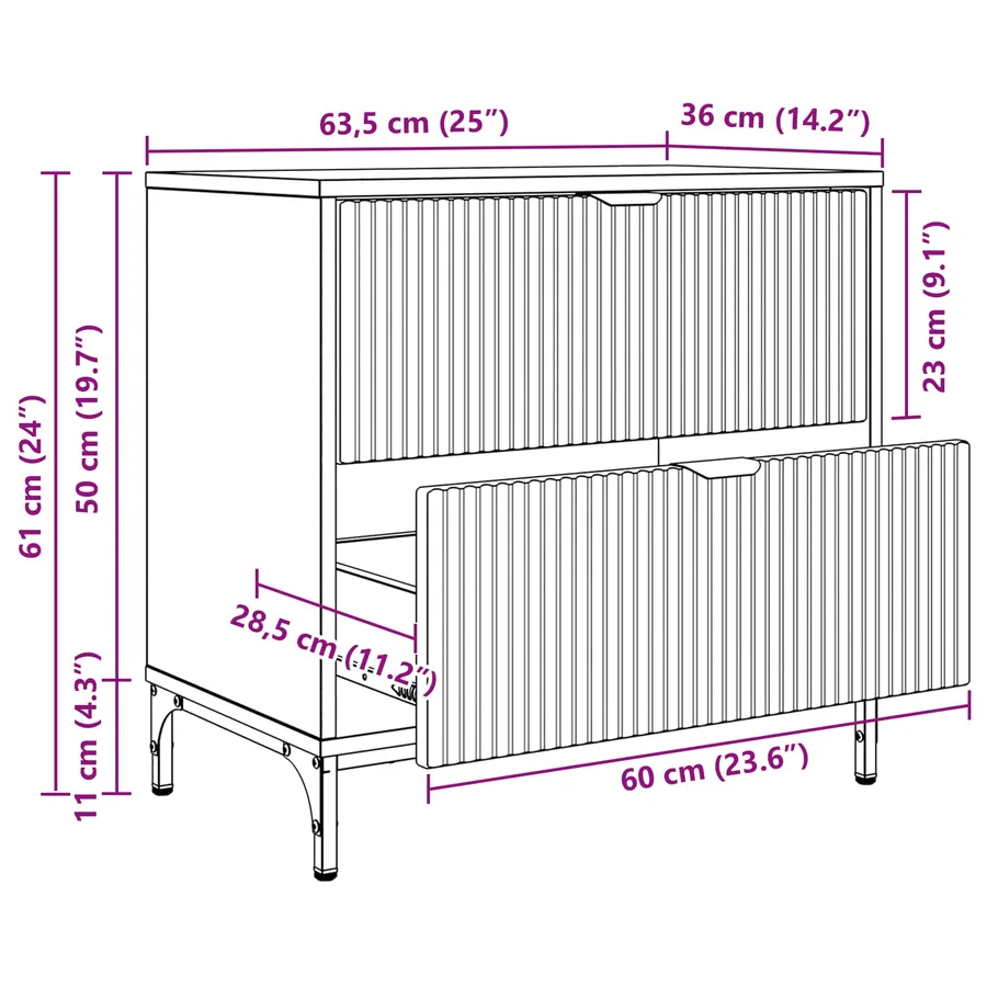 Table de chevet avec tiroir Blanc brillant 63,5 x 36 x 61 cm - 15