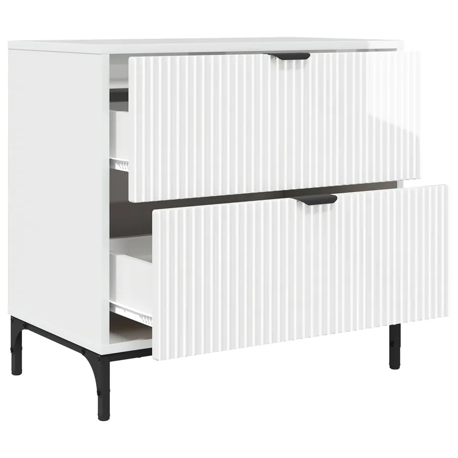 Table de chevet avec tiroir Blanc brillant 63,5 x 36 x 61 cm - 5