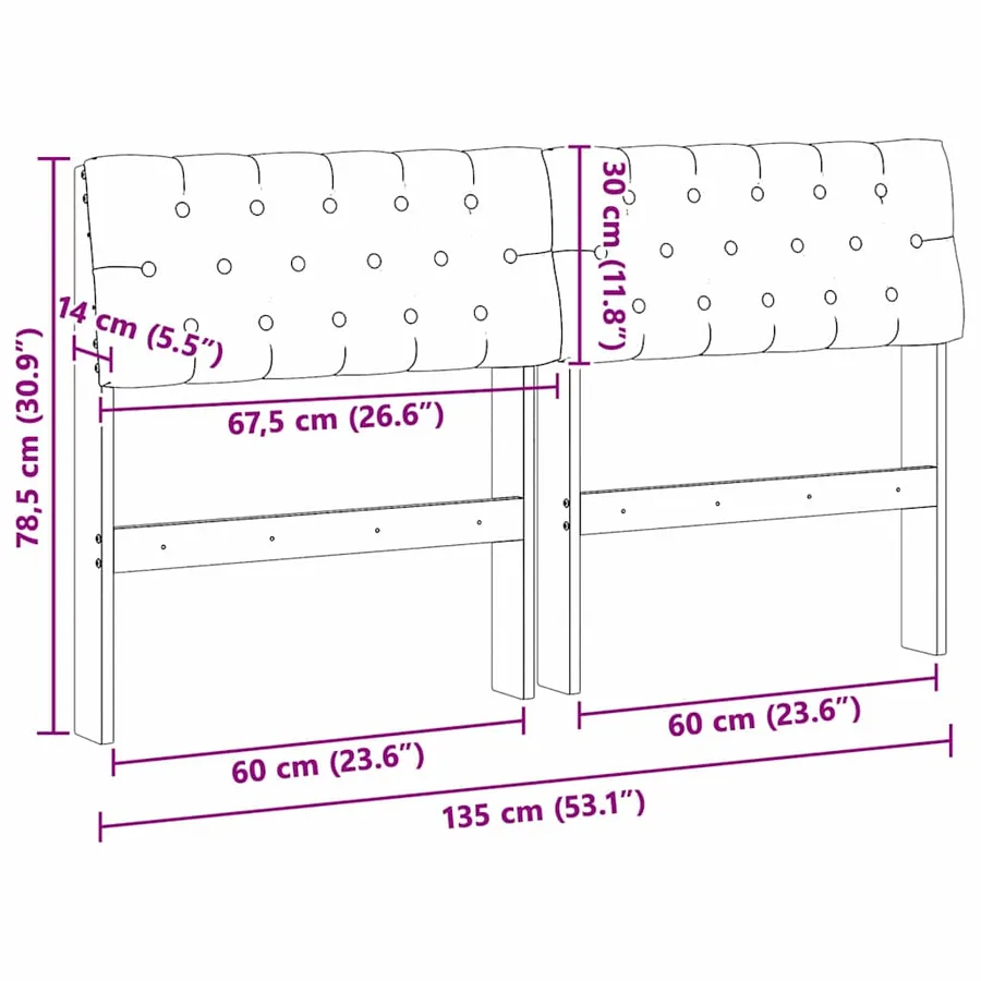 Tête de lit capitonnée Noir 135 cm Pin massif - 11