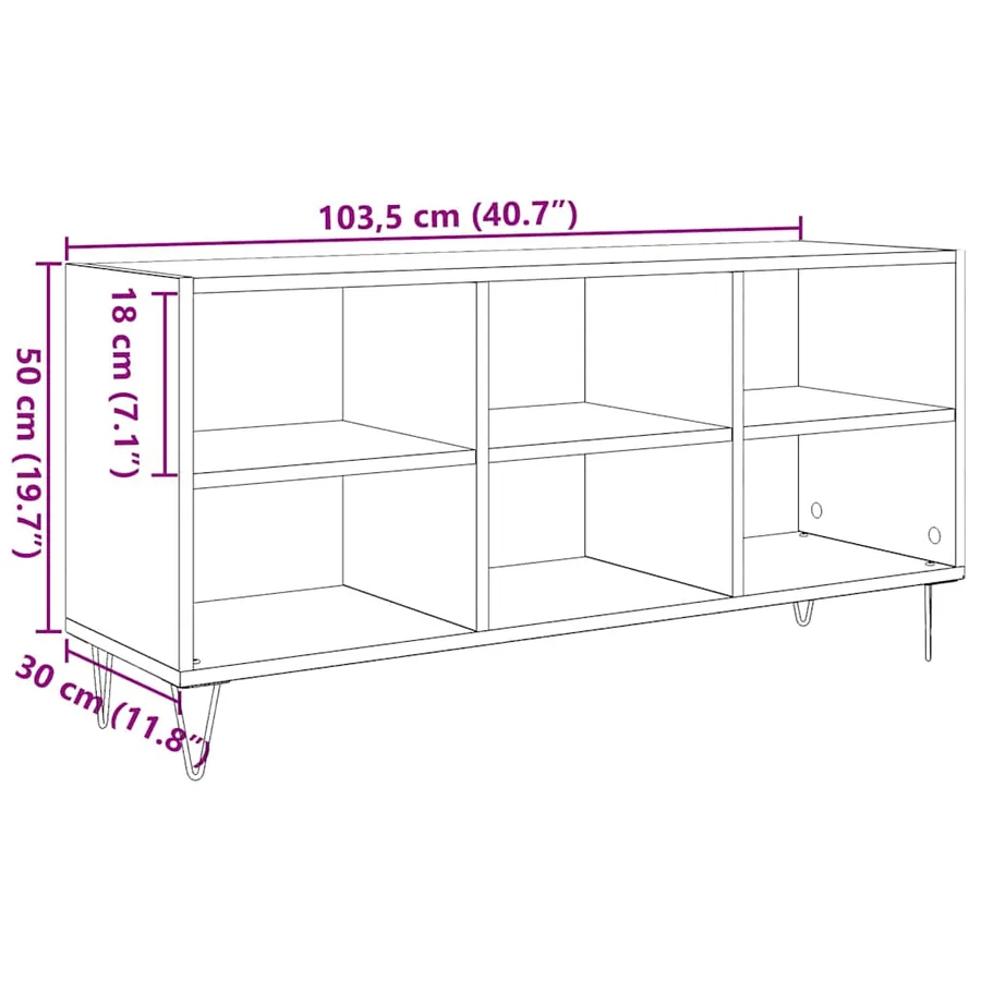 Meuble TV Bois Ancien 103,5 x 30 x 50 cm Bois d'ingénierie - 11