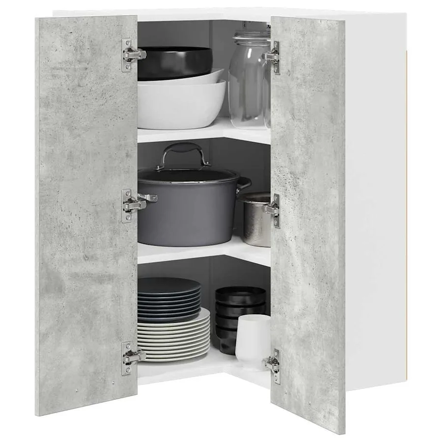 Armoire suspendue Gris béton et Blanc 57 x 57 x 80 cm - 3