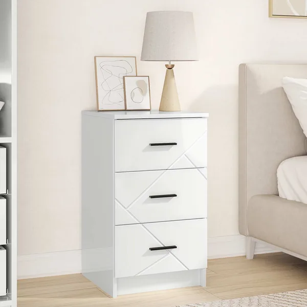 Cabinet de chevet avec tiroir Blanc brillant 38 x 38 x 66 cm