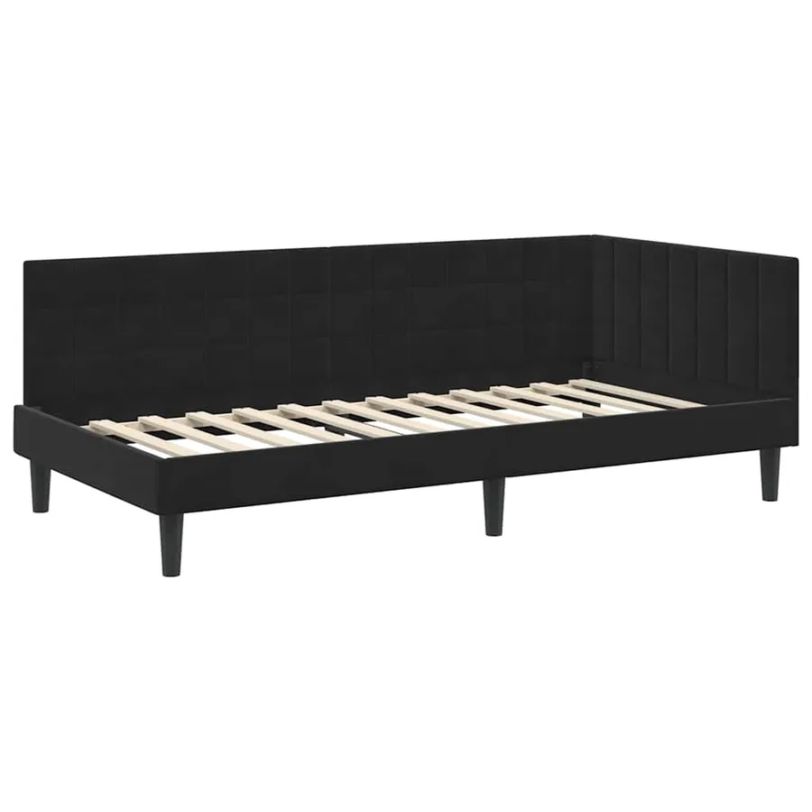 Cadre de lit d'angle avec matelas 2 pcs Noir Velours - 6
