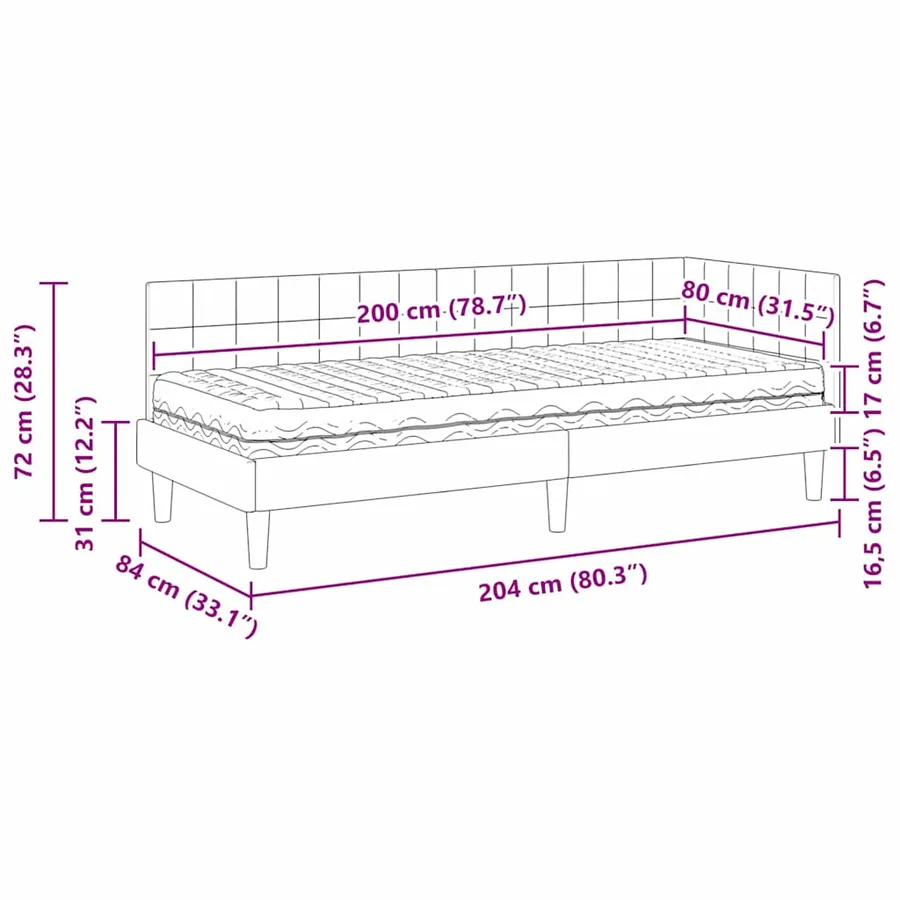 Cadre de lit d'angle avec matelas 2 pcs Vert Velours - 14