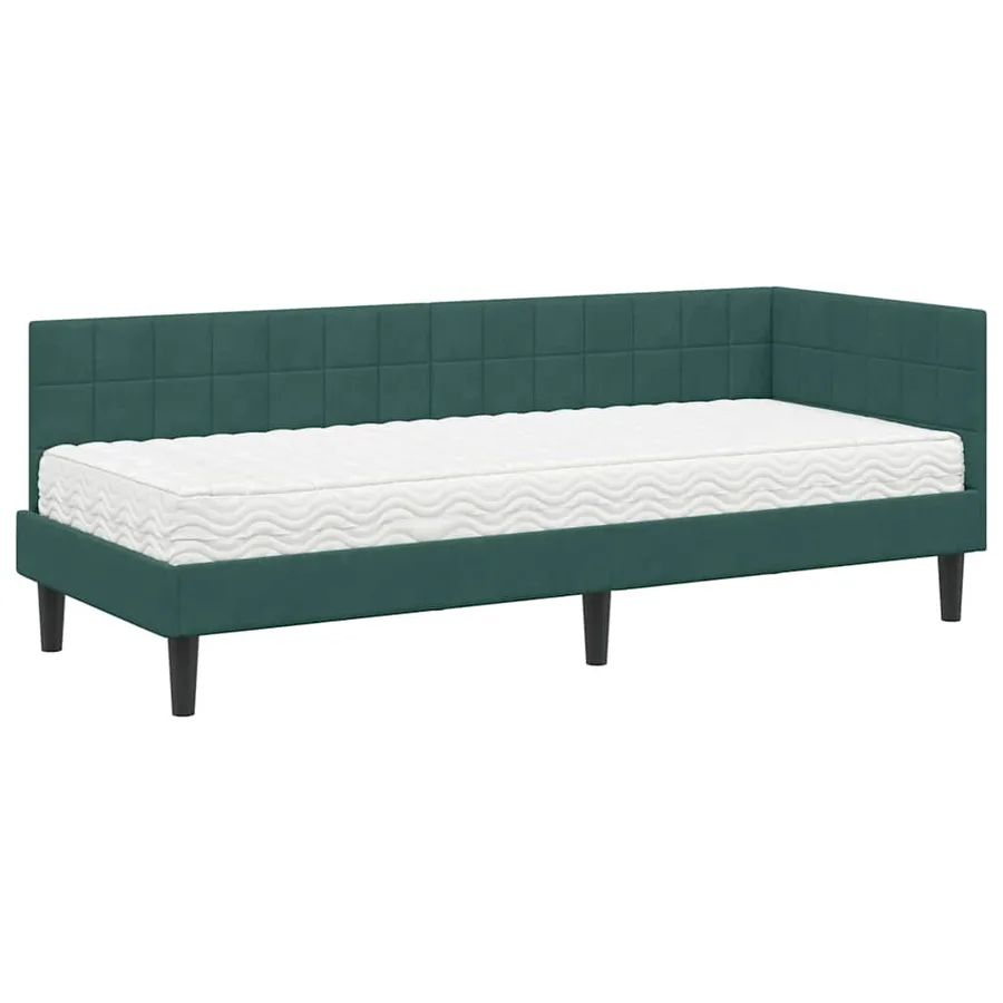 Cadre de lit d'angle avec matelas 2 pcs Vert Velours - 4