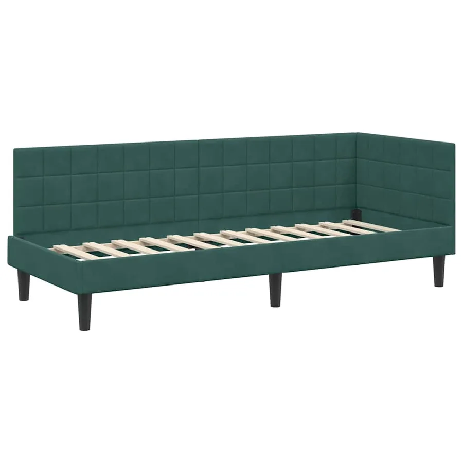 Cadre de lit d'angle avec matelas 2 pcs Vert Velours - 6