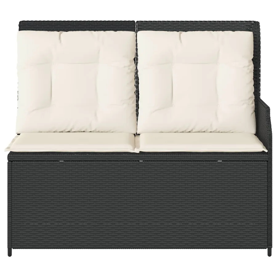 Banc de jardin avec coussin Noir et blanc crème polyrotin - 4
