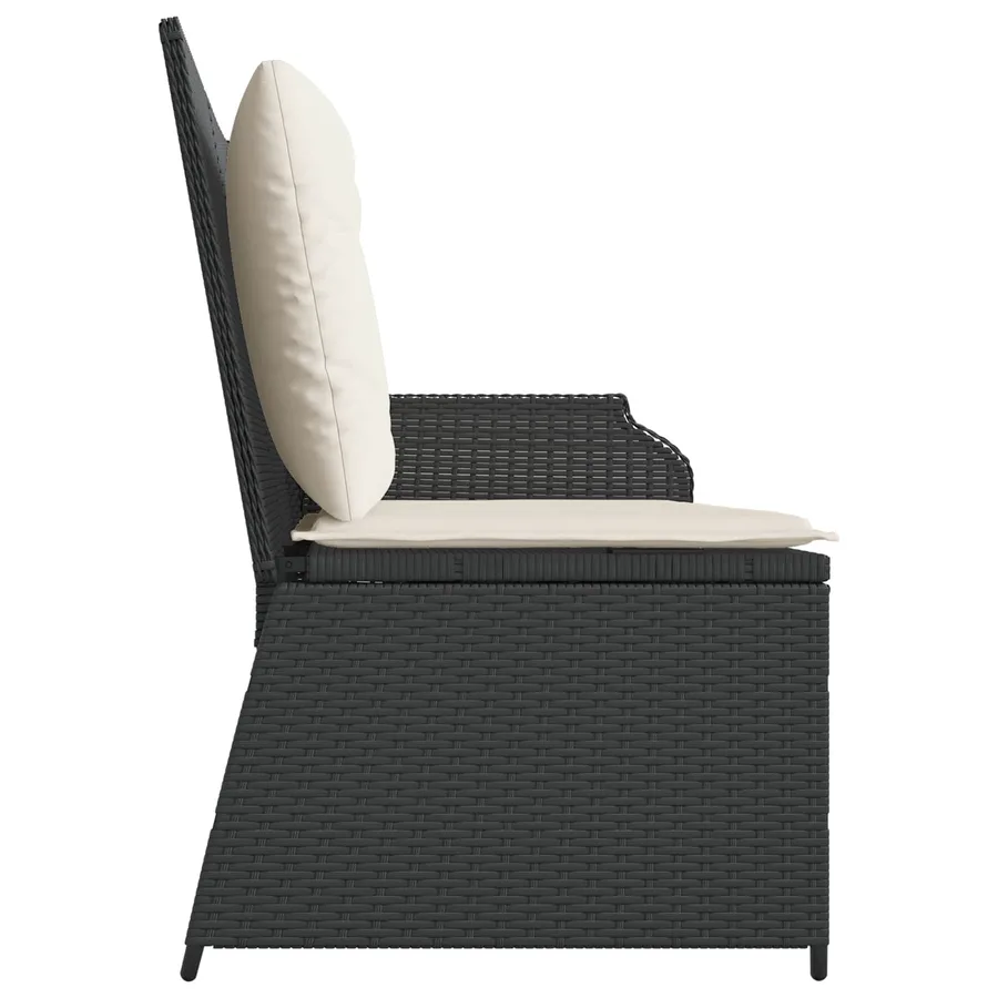 Banc de jardin avec coussin Noir et blanc crème polyrotin - 5