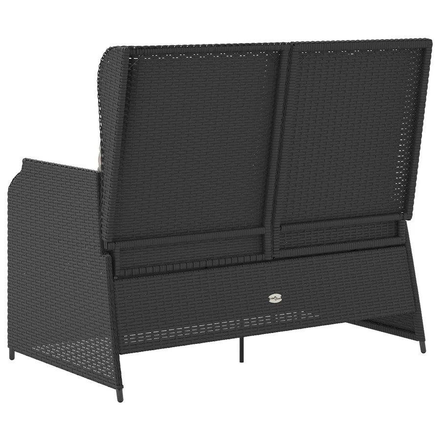 Banc de jardin avec coussin Noir et blanc crème polyrotin - 6