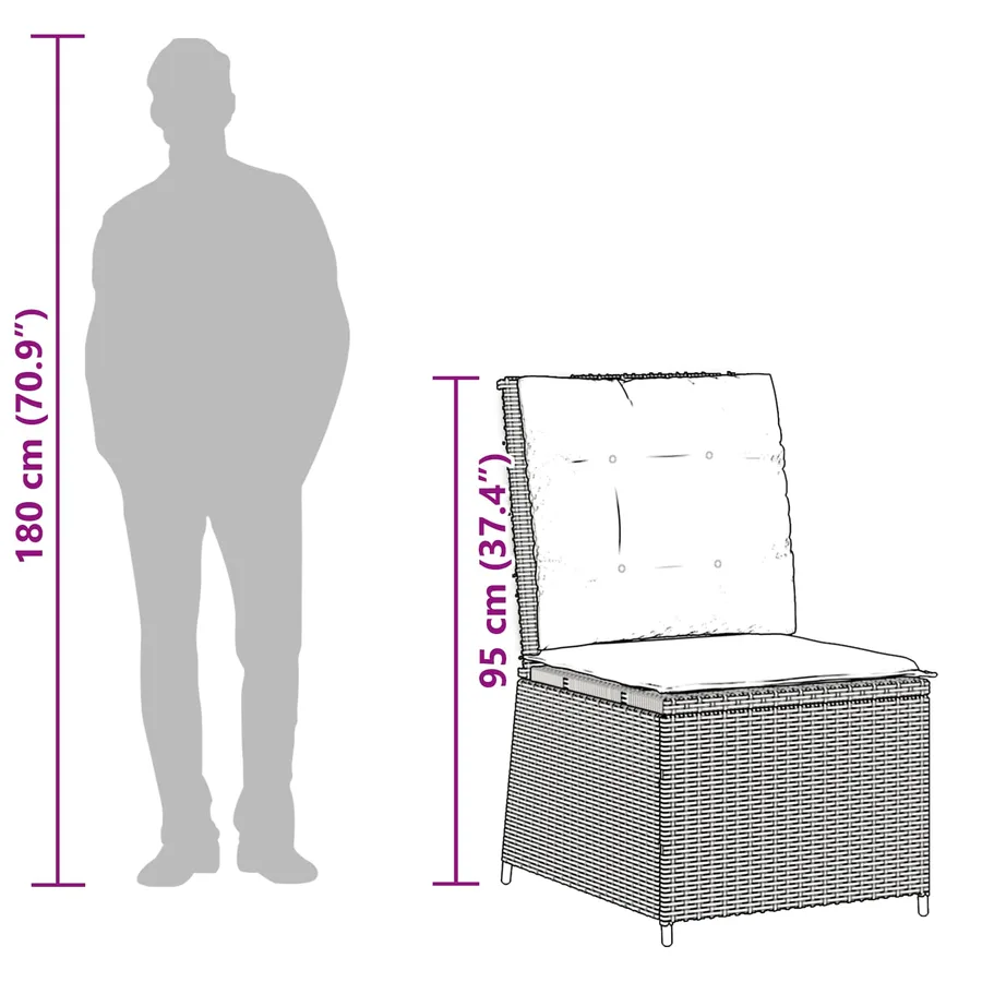 Canapé de jardin avec coussin Noir et blanc crème polyrotin - 10
