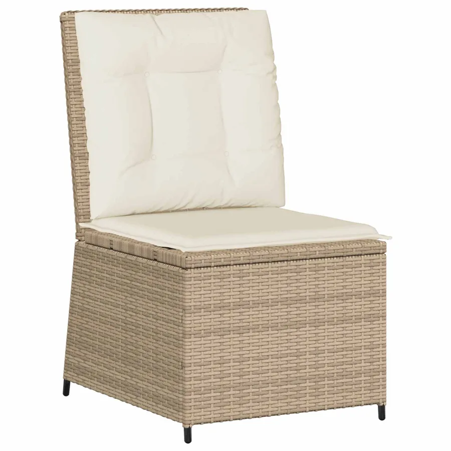 Canapé de jardin avec coussin Noir et blanc crème polyrotin - 2