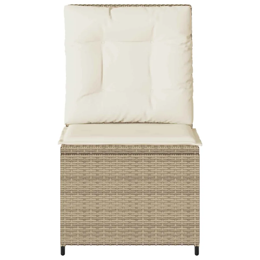 Canapé de jardin avec coussin Noir et blanc crème polyrotin - 4