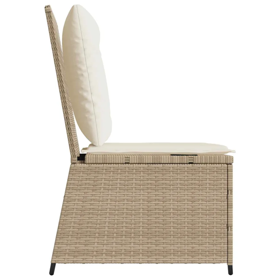 Canapé de jardin avec coussin Noir et blanc crème polyrotin - 5