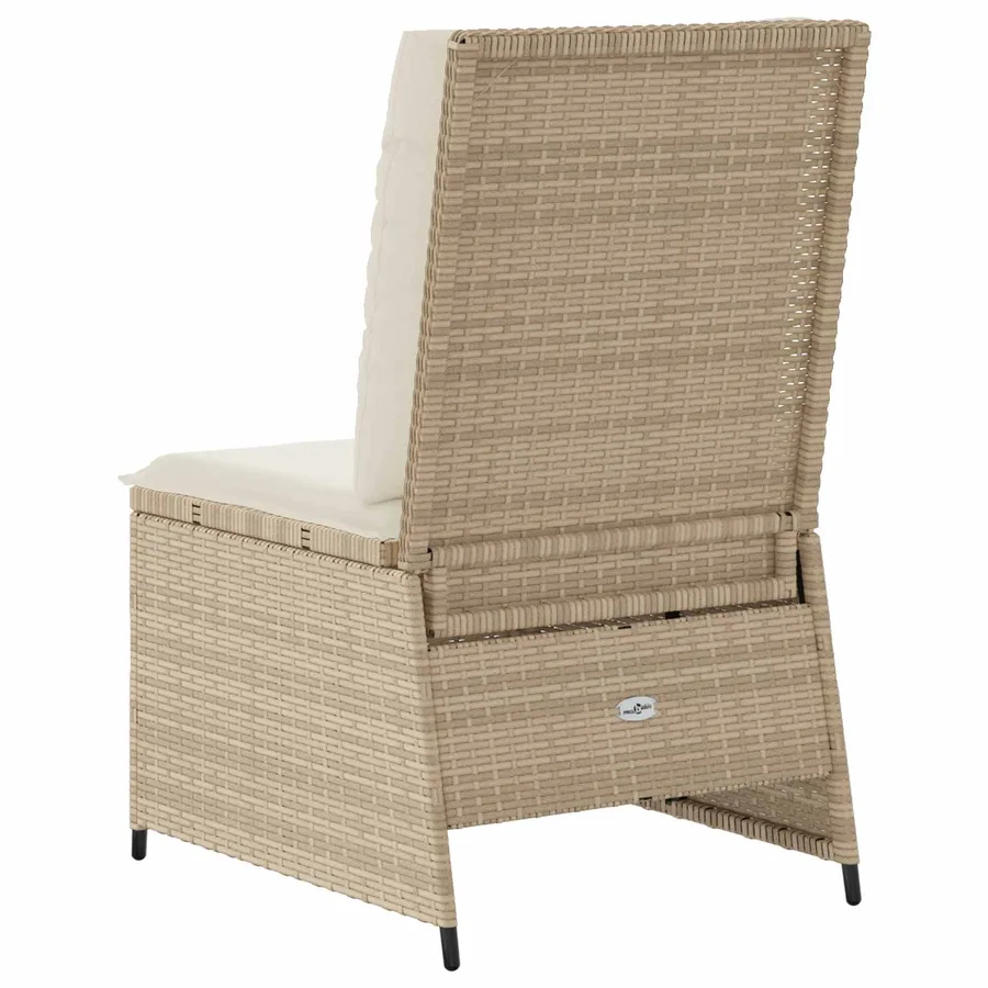 Canapé de jardin avec coussin Noir et blanc crème polyrotin - 6