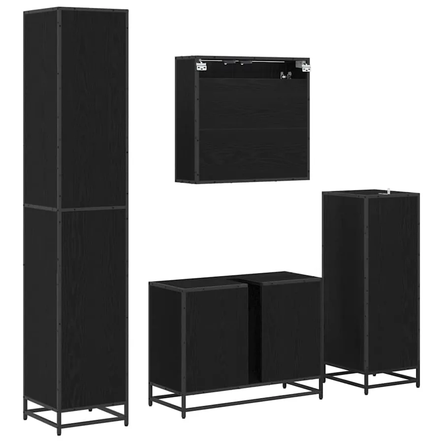 Ensemble de mobilier de salle de bain 4 pcs Chêne noir - 10