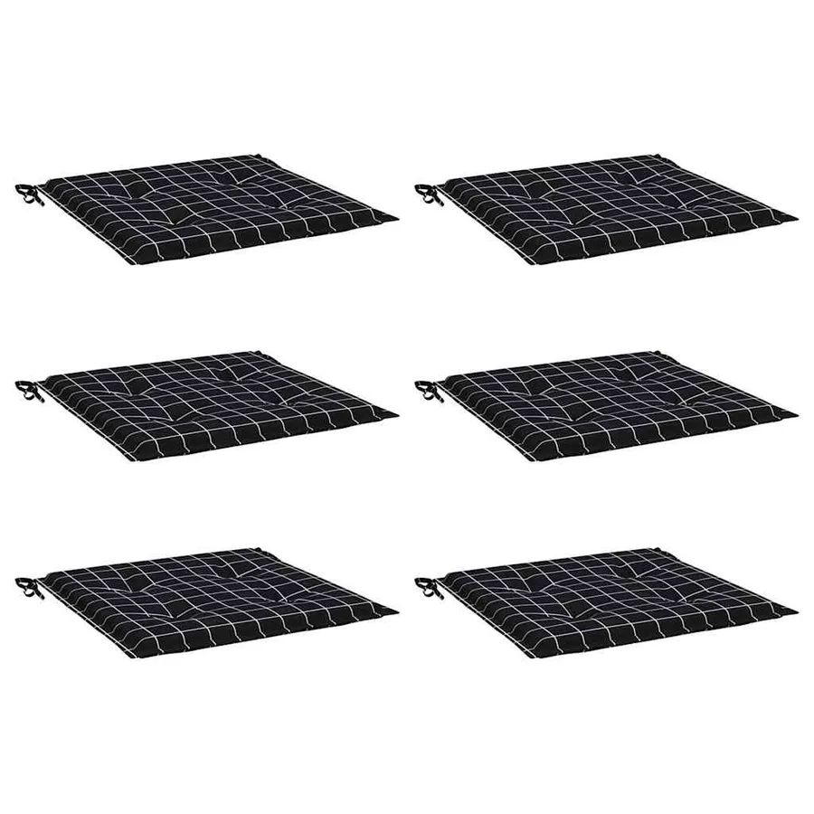 Coussins de chaise de jardin lot de 6 motif à carreaux noir - 3