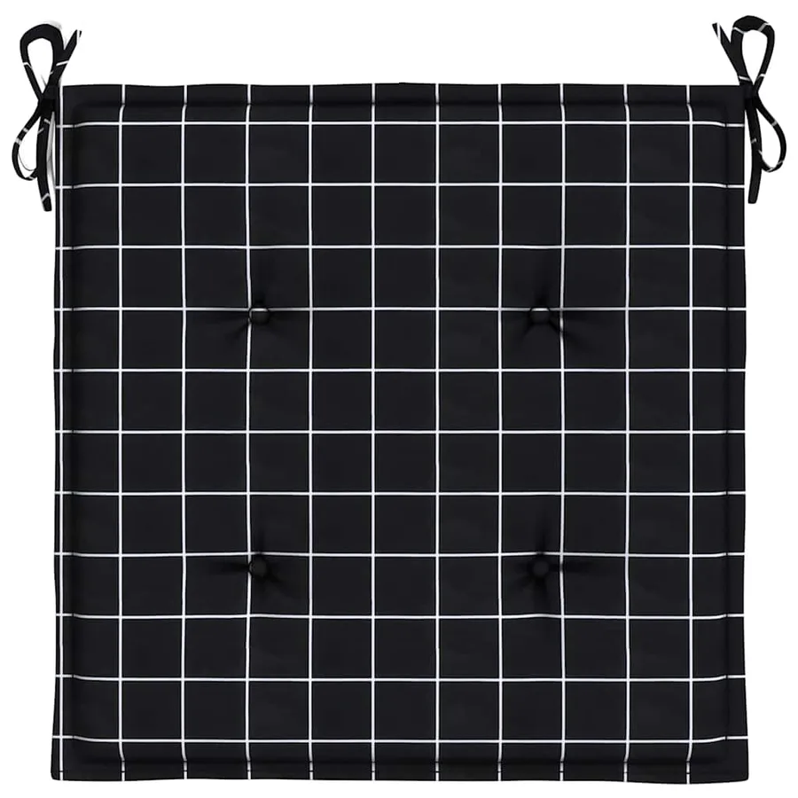 Coussins de chaise de jardin lot de 6 motif à carreaux noir - 6