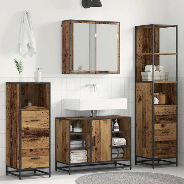 Ensemble de mobilier de salle de bain 4 pcs Bois Ancien