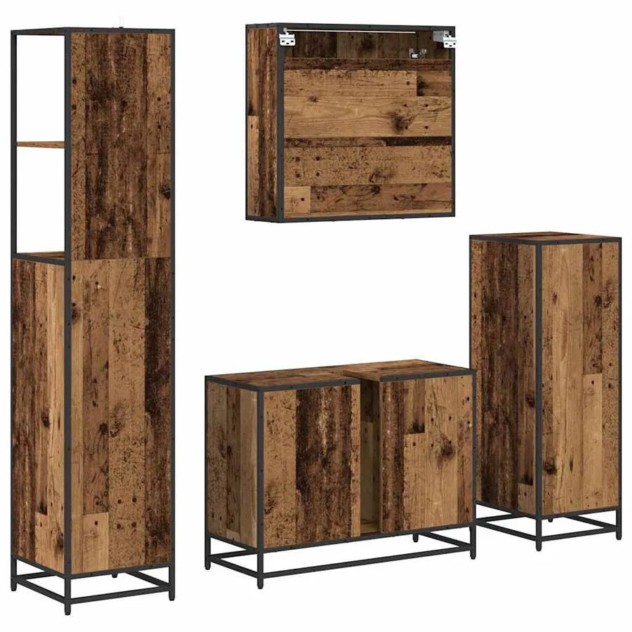 Ensemble de mobilier de salle de bain 4 pcs Bois Ancien - 10