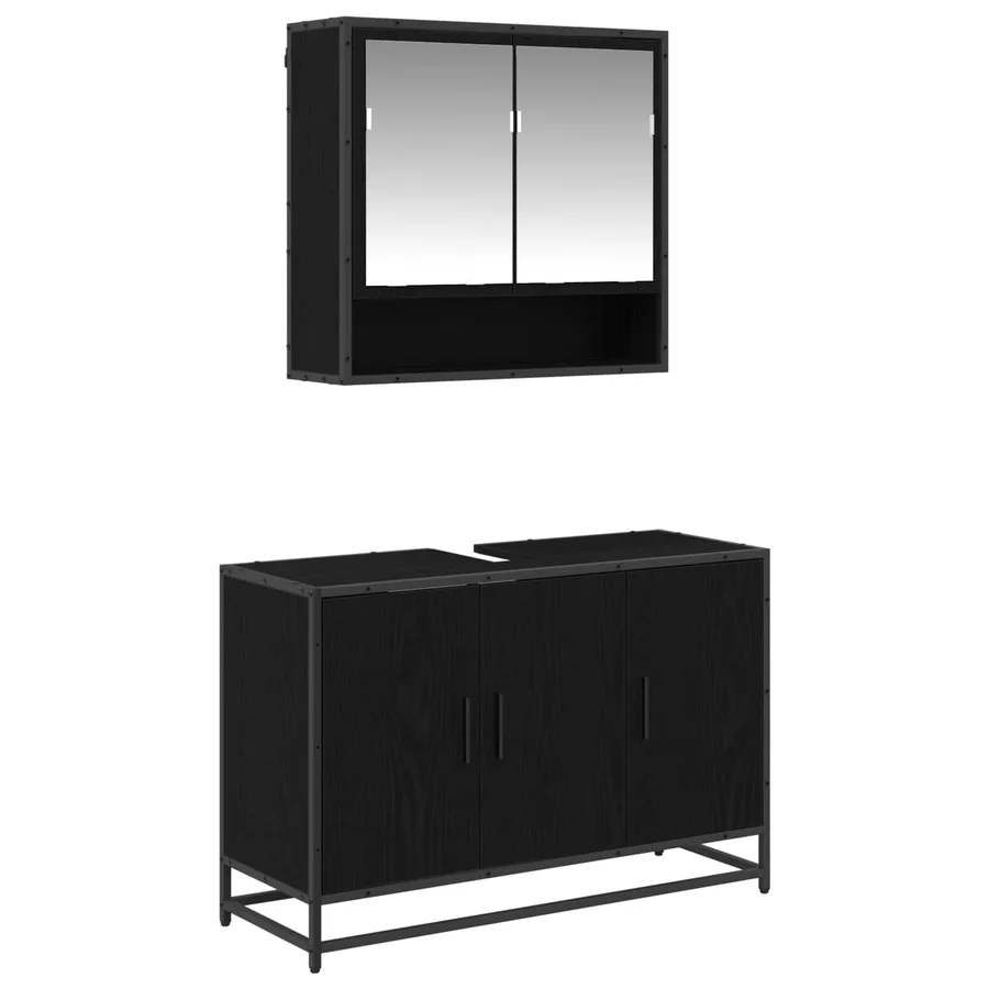 Ensemble de mobilier de salle de bain 2 pcs Chêne noir - 2