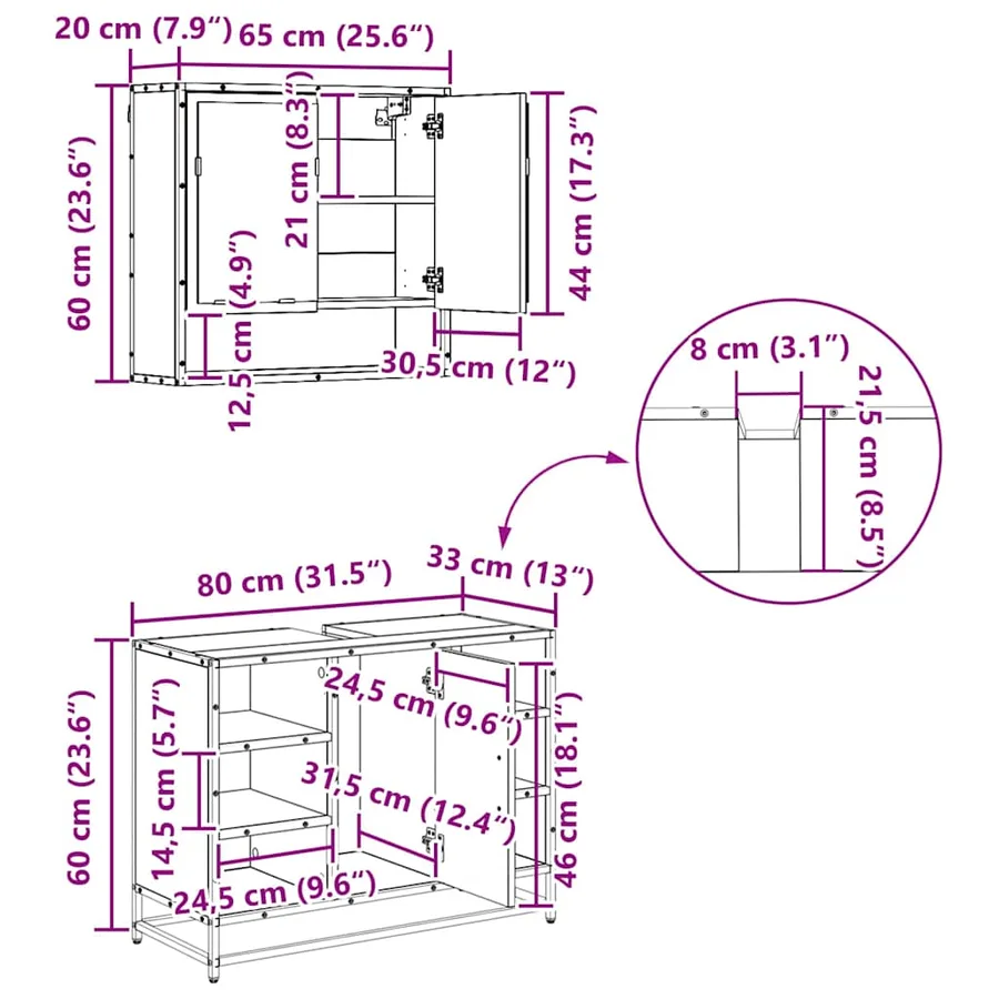 Ensemble de mobilier de salle de bain 4 pc Chêne artisanal - 17