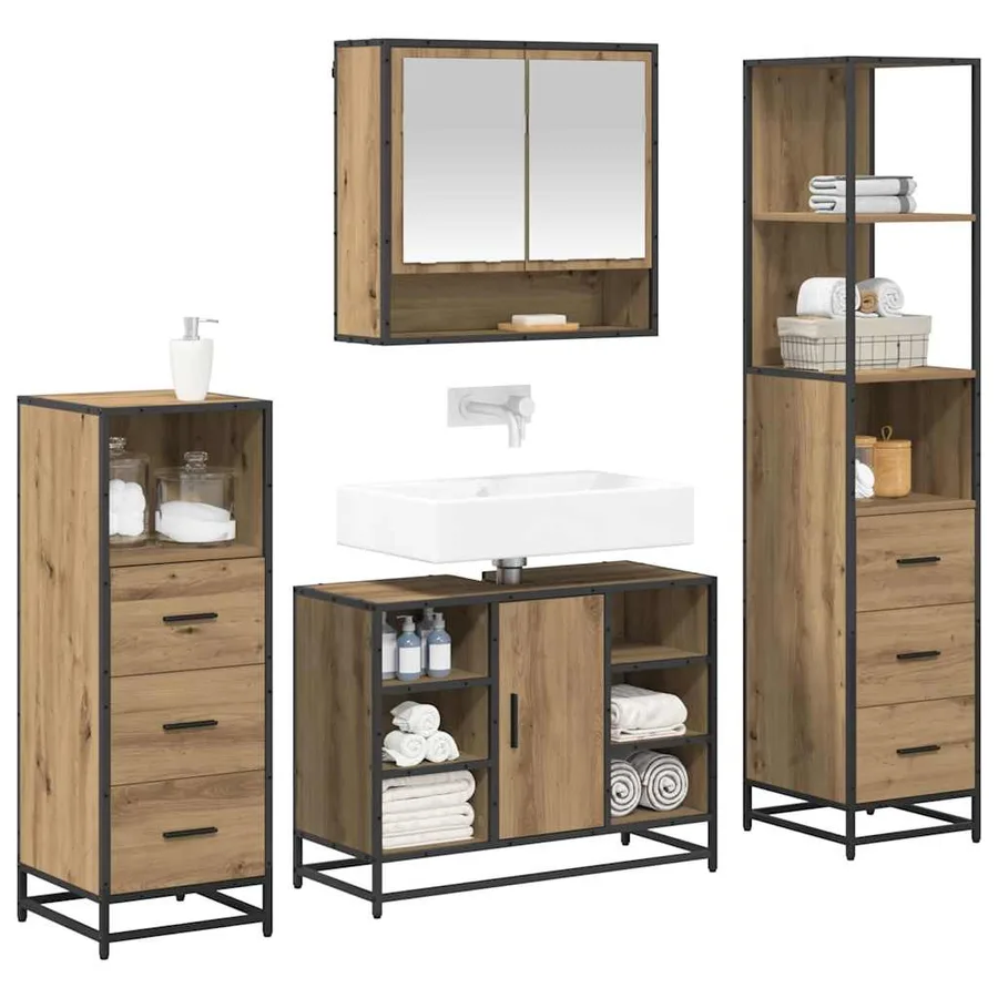 Ensemble de mobilier de salle de bain 4 pc Chêne artisanal - 3
