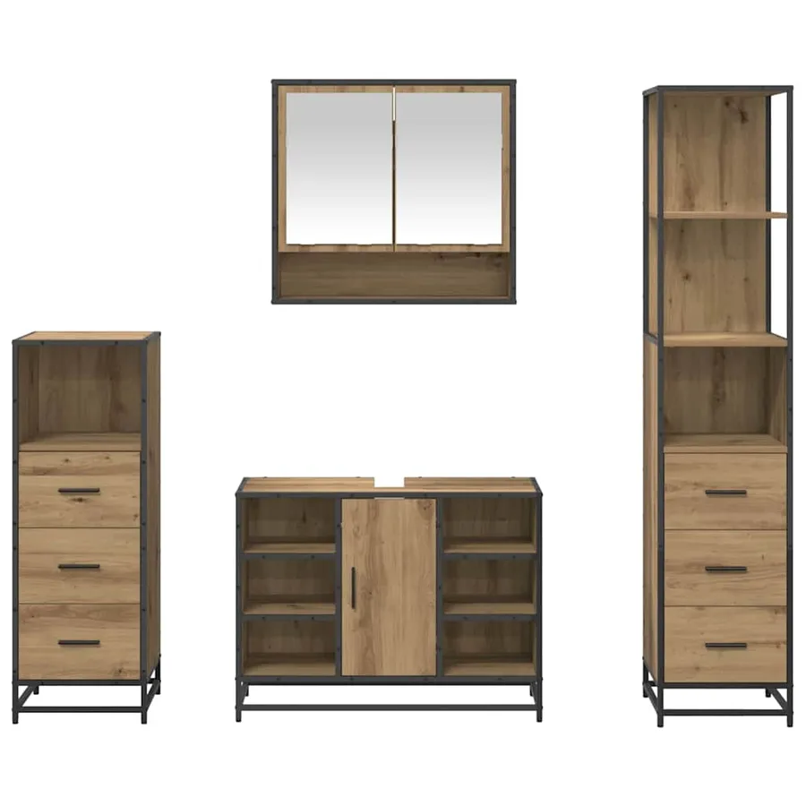 Ensemble de mobilier de salle de bain 4 pc Chêne artisanal - 9
