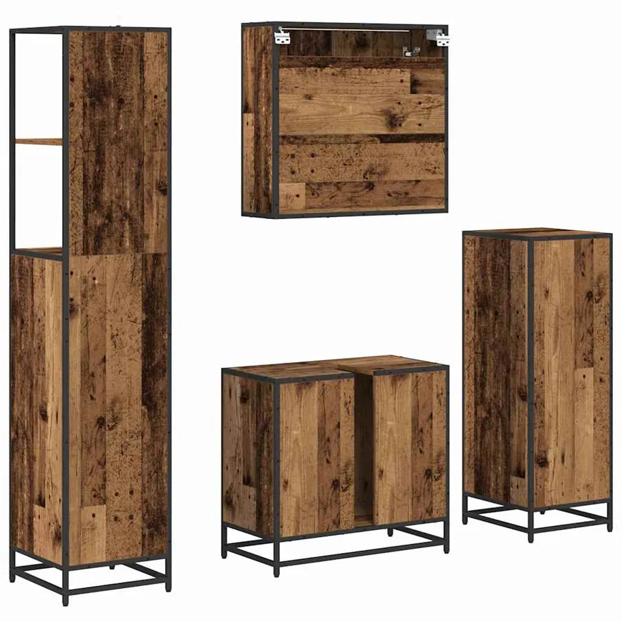 Ensemble de mobilier de salle de bain 4 pcs Bois Ancien - 10