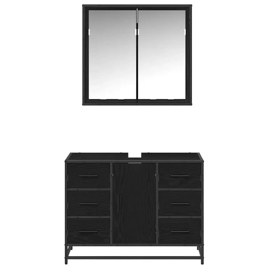 Ensemble de mobilier de salle de bain 2 pcs Chêne noir - 7