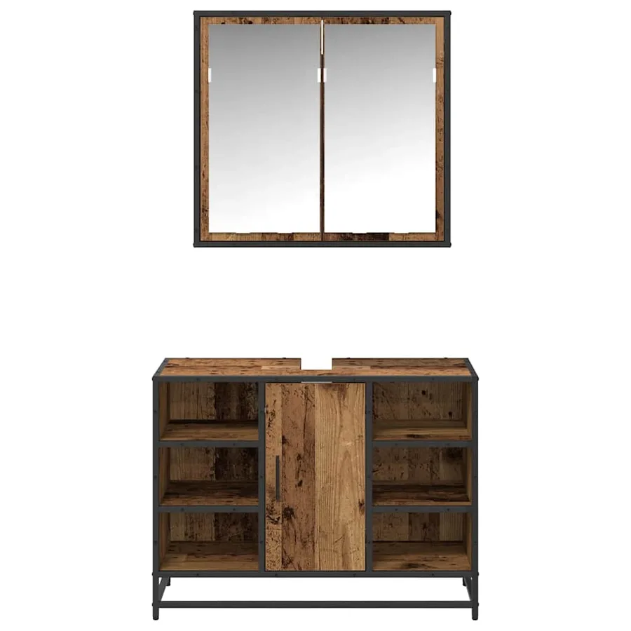 Ensemble de mobilier de salle de bain 2 pcs Bois Ancien - 7