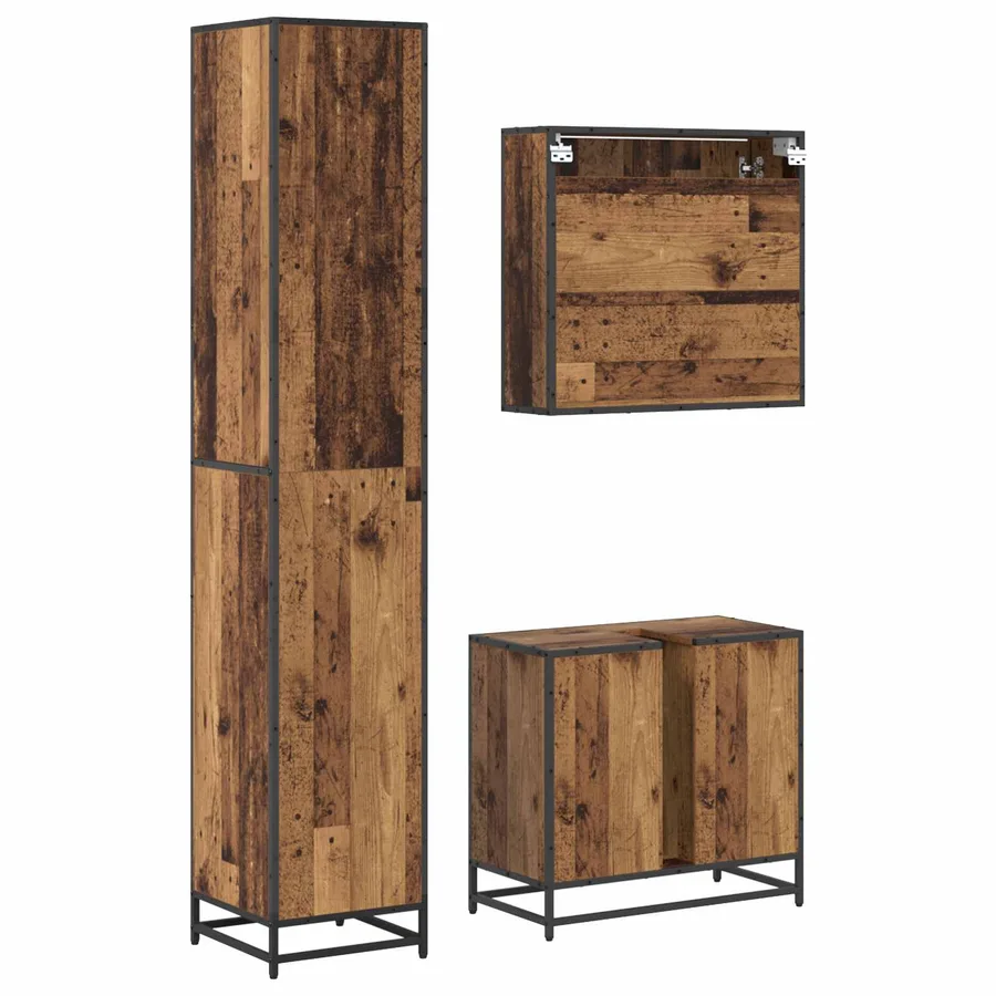 Ensemble de mobilier de salle de bain 3 pcs Bois Ancien - 11