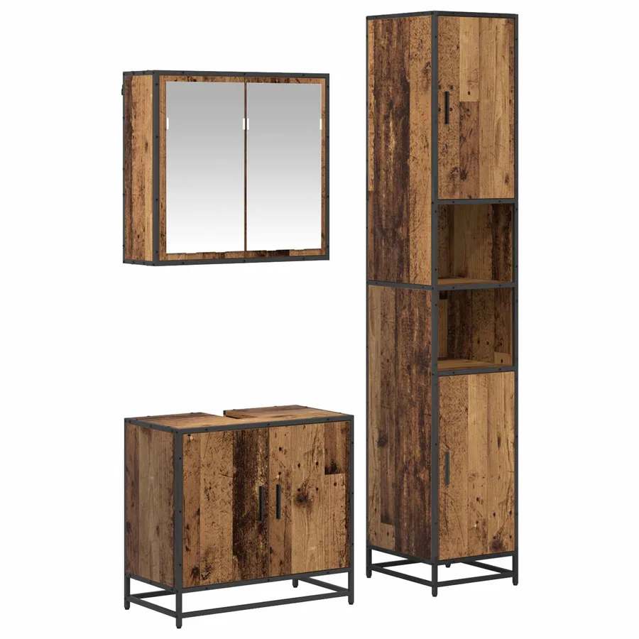 Ensemble de mobilier de salle de bain 3 pcs Bois Ancien - 5