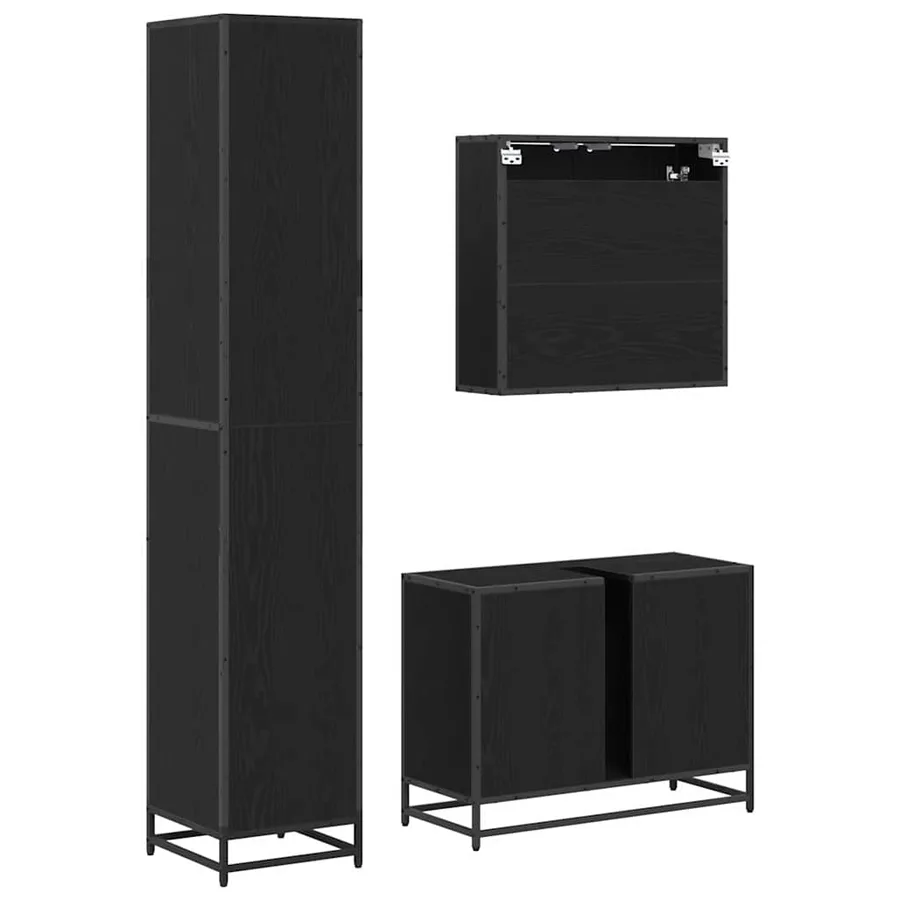 Ensemble de mobilier de salle de bain 3 pcs Chêne noir - 9