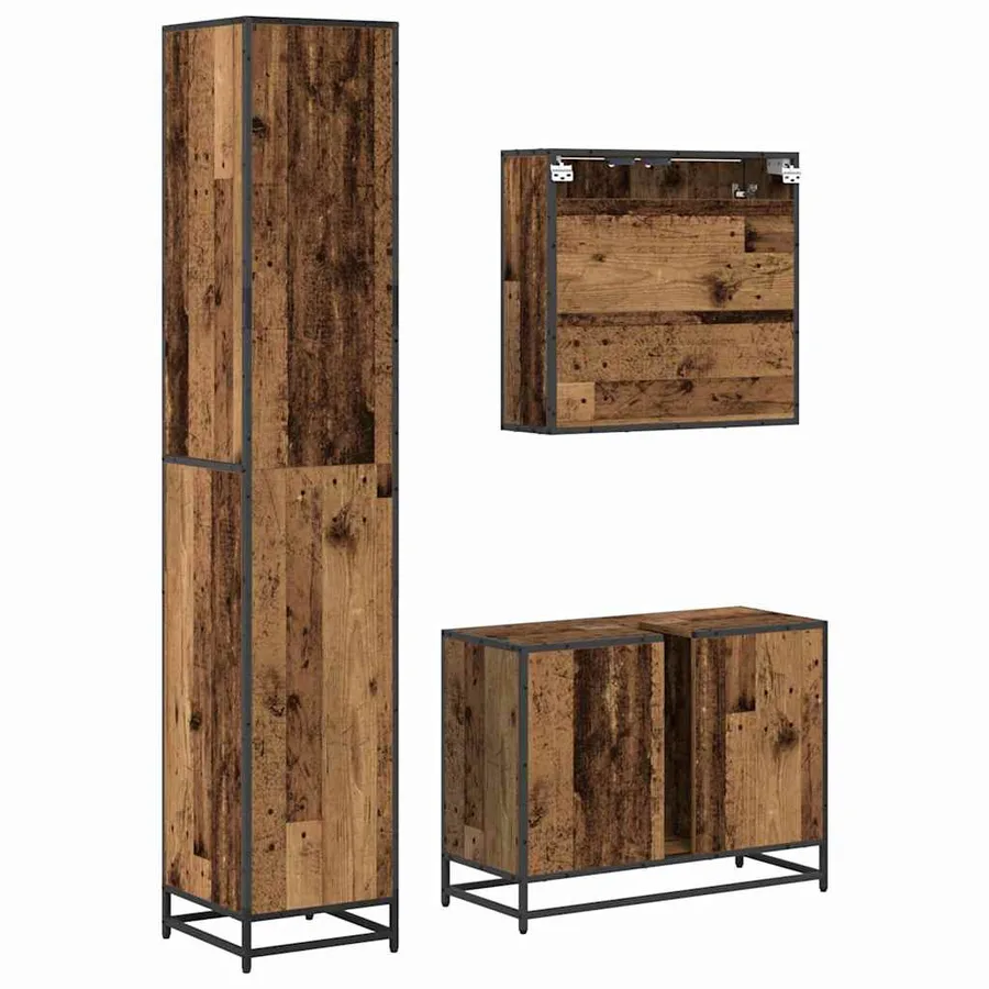 Ensemble de mobilier de salle de bain 3 pcs Bois Ancien - 9