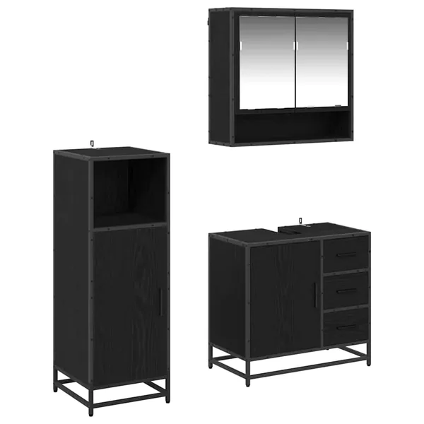 Ensemble de mobilier de salle de bain 3 pcs Chêne noir