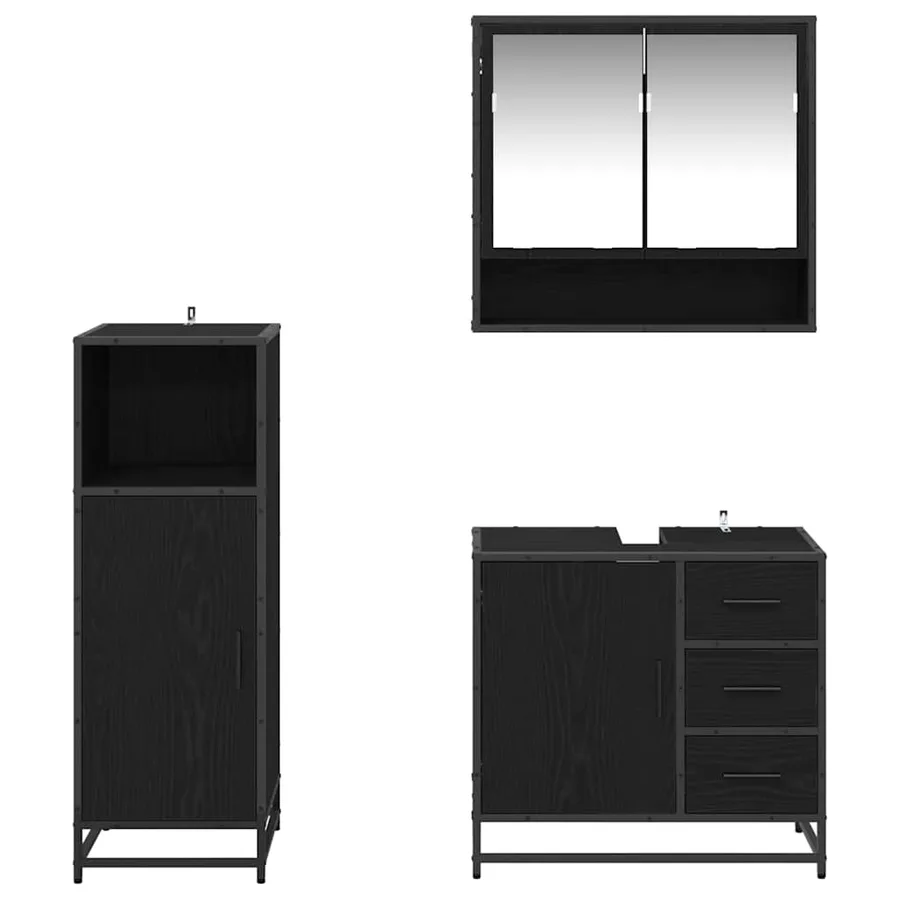 Ensemble de mobilier de salle de bain 3 pcs Chêne noir - 3