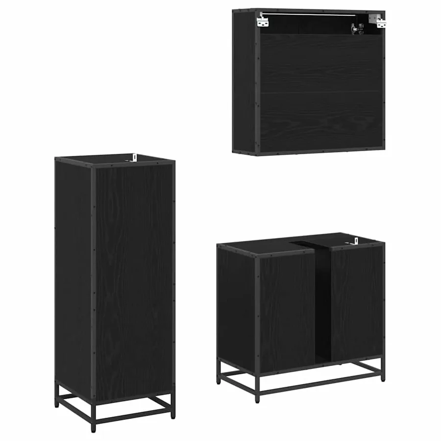 Ensemble de mobilier de salle de bain 3 pcs Chêne noir - 4