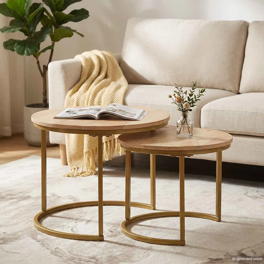 Tables basses gigognes 2 pcs Bois de mangue massif et acier