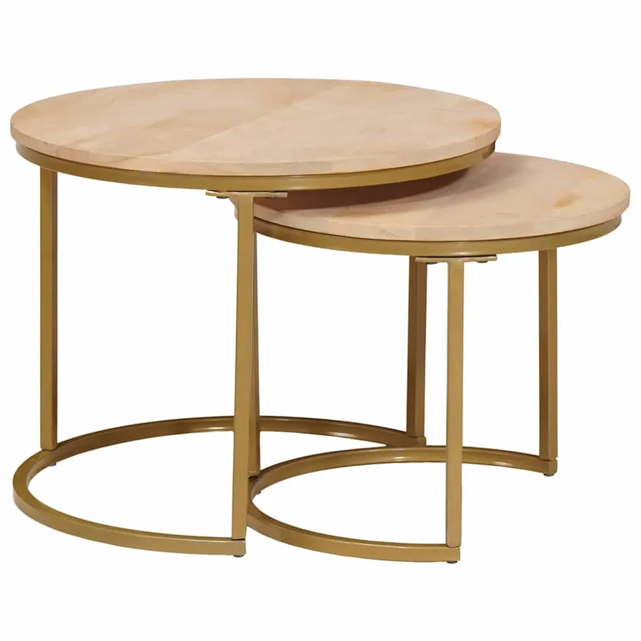 Tables basses gigognes 2 pcs Bois de mangue massif et acier - 4