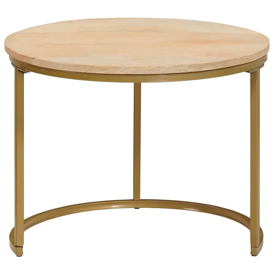 Tables basses gigognes 2 pcs Bois de mangue massif et acier - 5