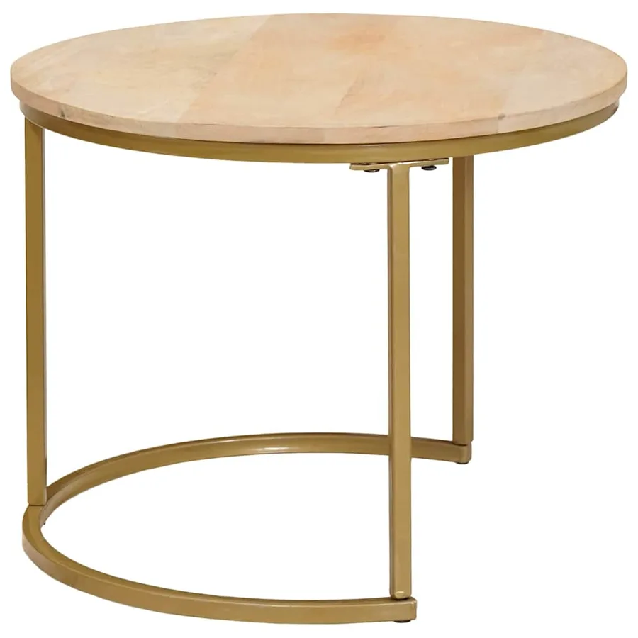 Tables basses gigognes 2 pcs Bois de mangue massif et acier - 7