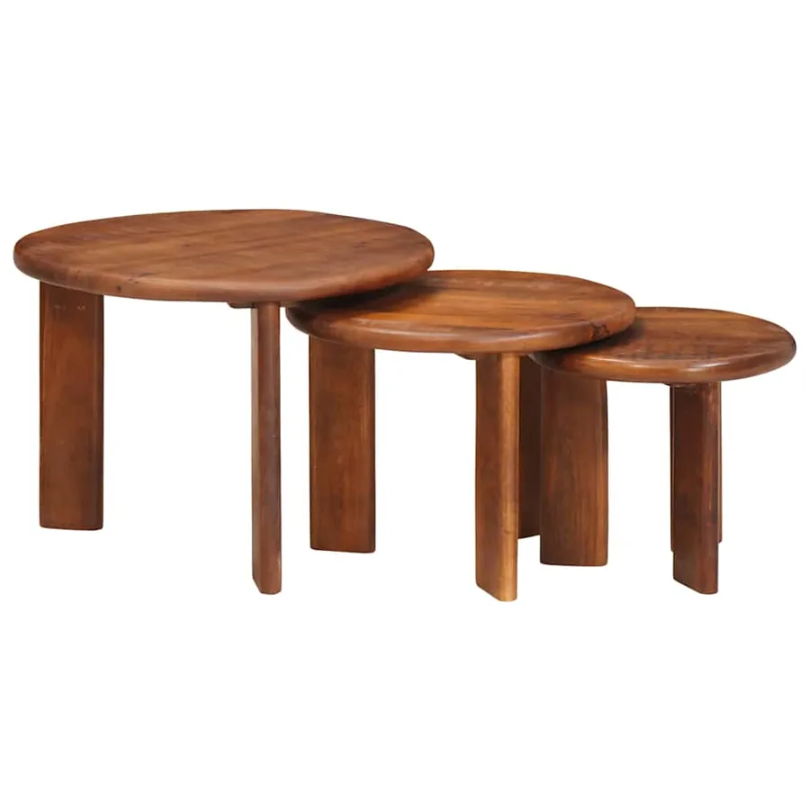 Tables basses gigognes 3 pcs Marron miel Bois de mangue massif
